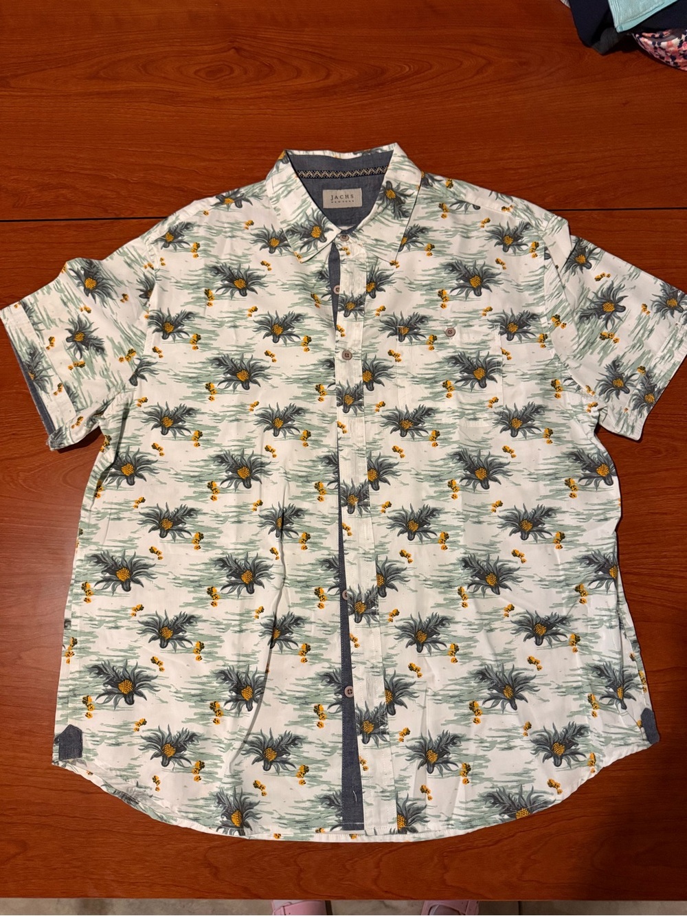 Jachs Short-Sleeve Tropical Print Shirt - White/Green